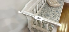 White Wooden Bench with Storage, Floral Cushion, 5'10" x 16.5" x 34"