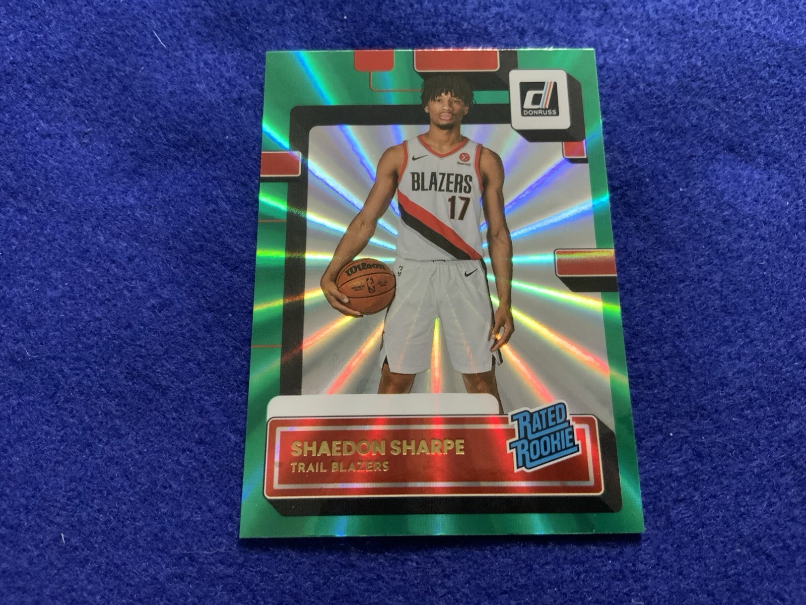 2022-23 Panini Donruss Rated Rookie Shaedon Sharpe #207 Holo Green Laser (RC)