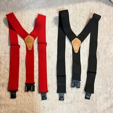 Perry Suspenders Mens 2 Pack Y-Back Belt Hook Braces Red Black USA 2 Inch