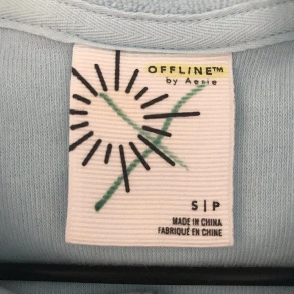 OFFLINE por Aerie Azul Claro Terry Botón Cuello Mameluco Cubrir Pequeño Foto 4 de 4