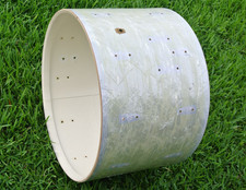 1964 Ludwig Drum Co 22" WHITE MARINE PEARL BASS DRUM SHELL FACTORY BADGE L677