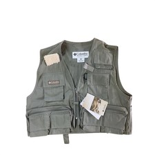 Columbia Lufkin Chaleco Plano Para Hombres SM Verde Salvia Pesca Utilitario FM1380-365 NUEVO CON ETIQUETAS