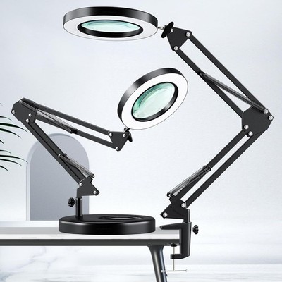 10X Magnifying Glass with Light, 1,800 Lumens Stepless Dimmable, 3 Color Modes,