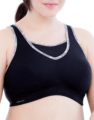 NWOT Glamorise 44DD No Bounce Cami Sports Bra 1066 Black Gray 128371