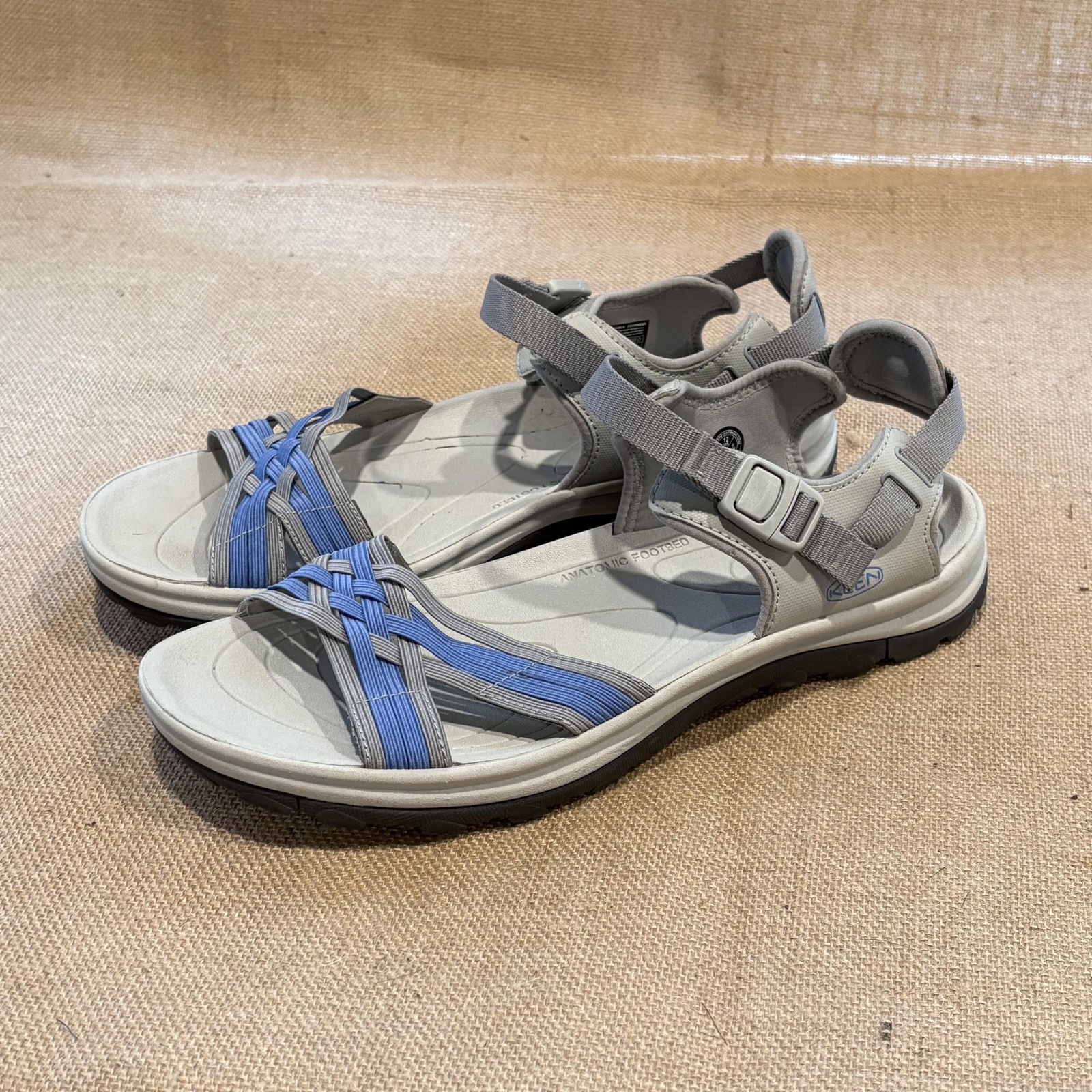 Scarpe Keen donna 12 sandali sportivi grigio blu punta aperta escursionismo outdoor comfort