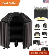Recording Microphone Isolation Shield, 5 Panels Soundproof Foam High Densit...