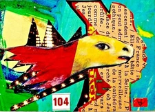 Valkyrie and Fish - Original Collage Mixed Media Surrealism Abstract Art ACEO