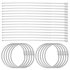 25pcs Wire Keychain Cable 10" Coated 2mm Stainless Steel Key Ring Silver
