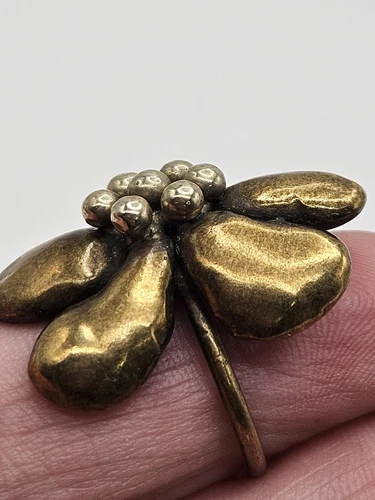 Vintage Brass Modernist Daisy Flower Ring Size 5.5 - Picture 8 of 10