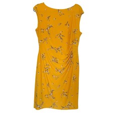 Lauren Ralph Lauren Ruched Floral Boatneck Women's Sheath Dress Size 16