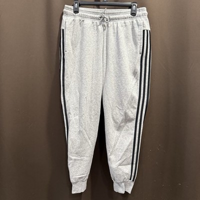 Adidas Women's Gray Essential Cotton Fleece 3-Stripe Jogger Pant CD2260, Medium 