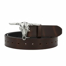 Men Western Fashion Jewelry Silver Metal Belt Buckle Long Horn Texas Cow Bull