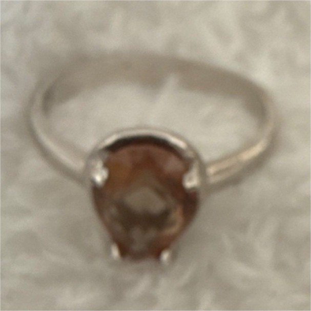 Silver Solitaire Ring Pear-Shaped Light Pink Ston… - image 1