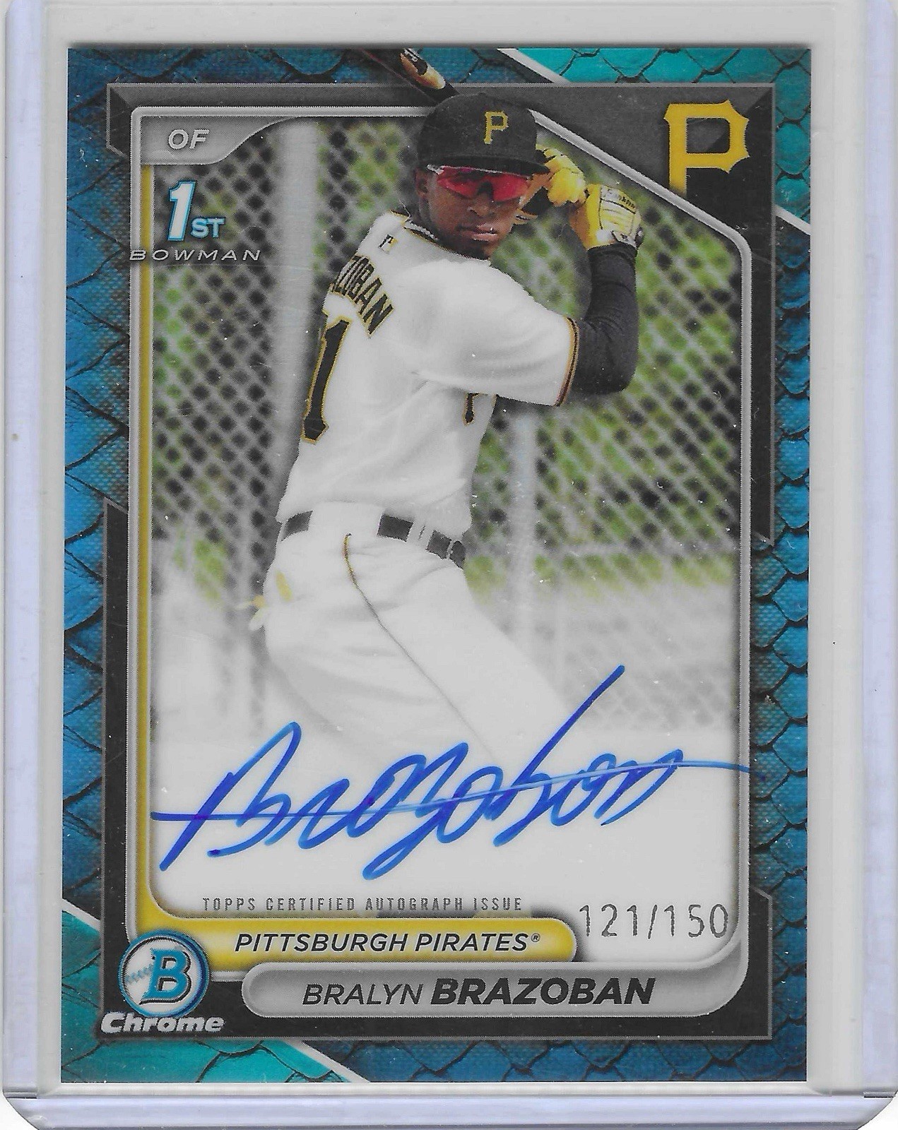 2024 Bowman Chrome Bralyn Brazoban Auto Reptilian Blue Refractor 6/150 1st Pros