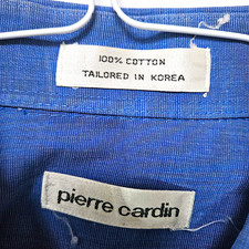 Pierre Cardin Men's Blue Solid 100 Cotton Long Sleeve Dress Shirt 16.5 34/35