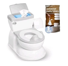Real Feel 2-in-1 Potty with Wipes Storage, Flushing Sounds & Disposable Liner...