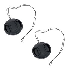 2-Pack 55mm Center Pinch Lens Cap for Canon Nikon Sony Olympus  Keeper Leash