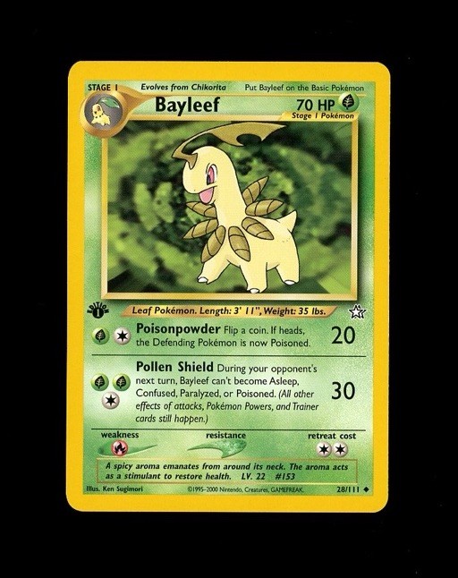 2000 WOTC Pokemon 1st EDITION BAYLEEF 28/111! NM Neo Genesis