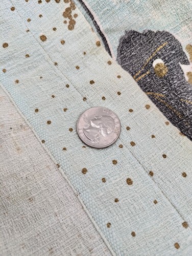 Vintage Barkcloth Fabric Panel/Curtain 50's Abstract Teal Nature 102" by 33.5" - Picture 9 of 20