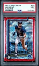 🔥 2025 Topps Chrome Josh Lowe Red Wave #111  /5 PSA 9 Mint Tampa Bay Rays 🔥