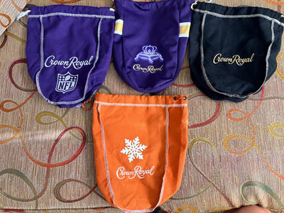 Lot of 4 Different Crown Royal Drawstring Bags