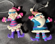 SET OF 8 SANTA AND MRS. CLAUS 2.5  ORNAMENTS