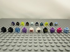 Lot Of 20 Random Lego Heads Brown Blue Yellow Grey Toy Gray