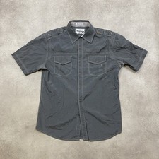 Franky Max Shirt Mens Large Pinstripe Western Short Sleeve Snap Down, Grey