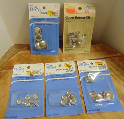 Prym & Dritz Cover Your Own Buttons LOT 3/4'', 1/2'', & 7/16'' Lot of 5 Packages
