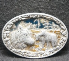 WL01135 COOL VINTAGE 1991  WOLVES  WILDLIFE NATURE ARTWORK MENS BELT BUCKLE