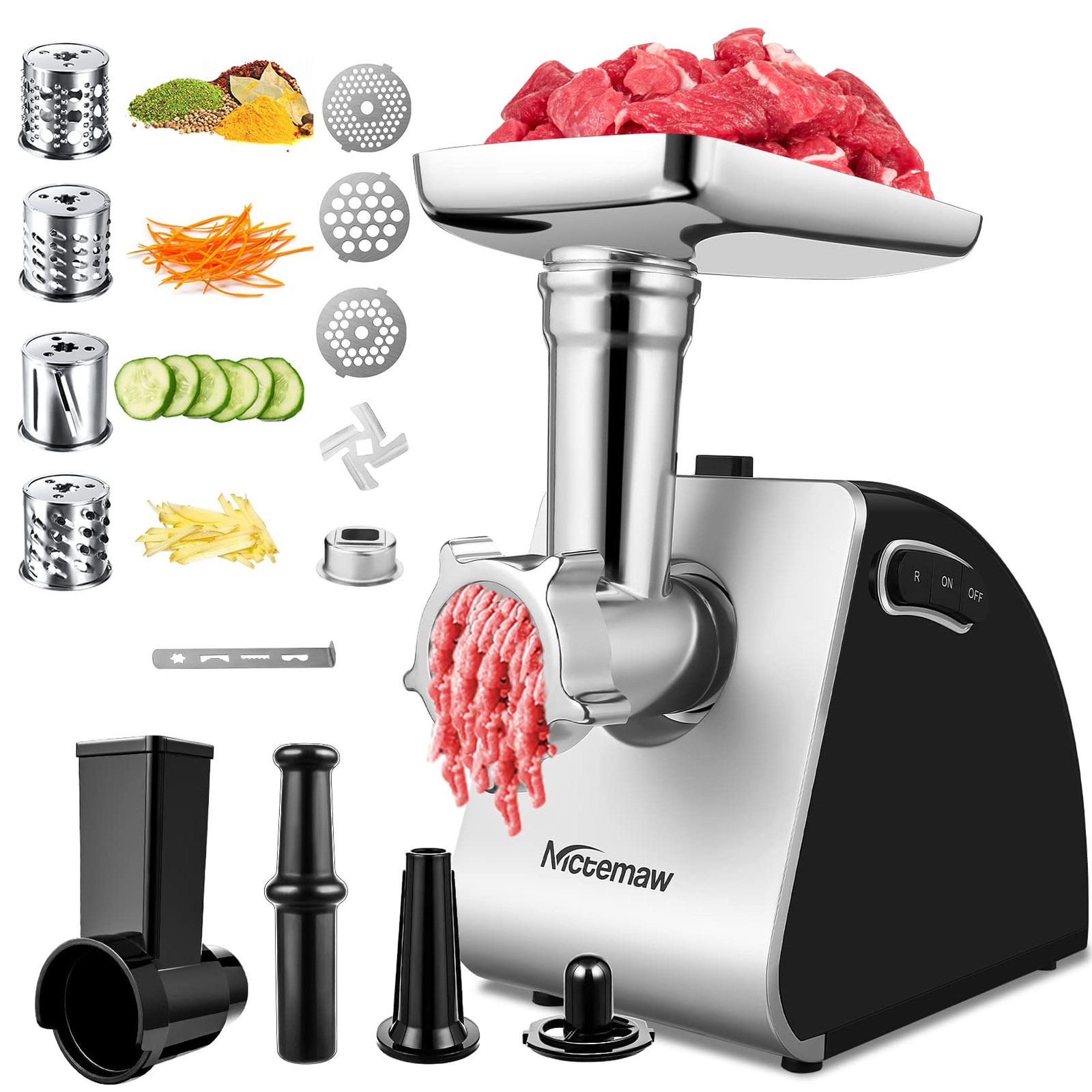 Nictemaw Tritacarne Elettrico 2000W Professionale per Salsicce e Macinato