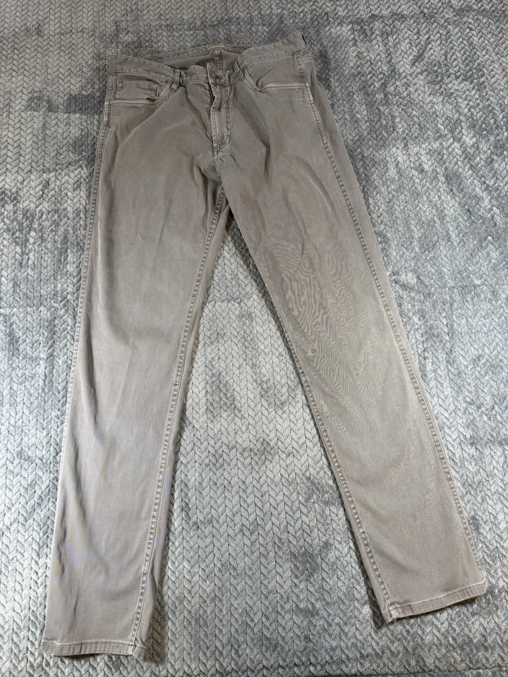 Pantalones Faherty 5 Bolsillos Hombre 32/32 Algodón Orgánico Gris Preppy Playa Exterior Foto 2 de 4