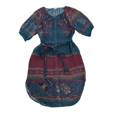 Sundance La Villette Multicolor Satin Floral Boho Dress Womens Medium Petite