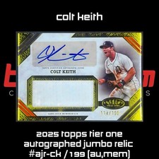 2025 Topps Tier One Autographed Relics Jumbo Card Prices