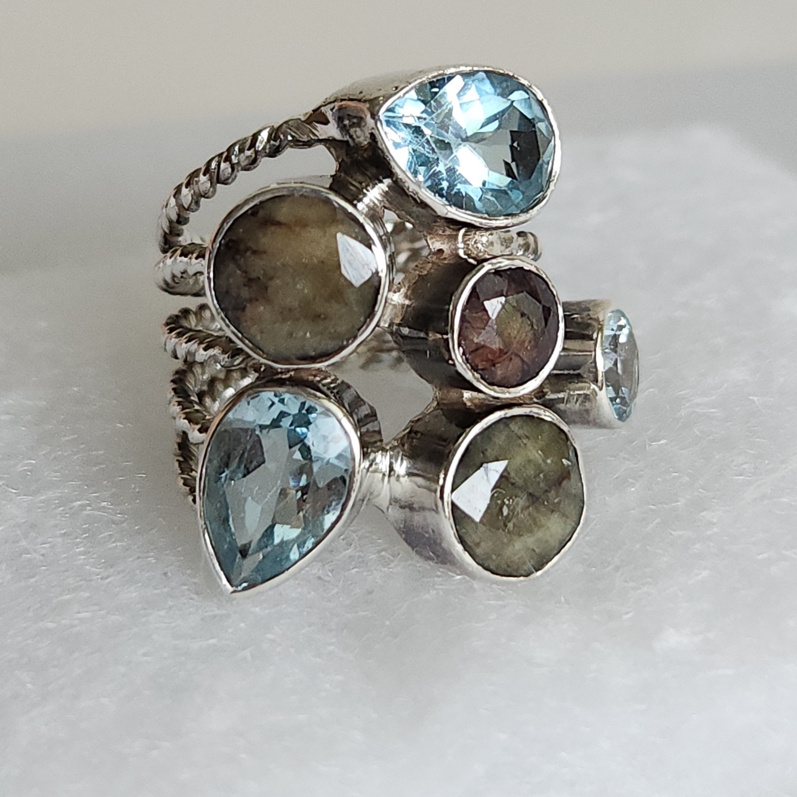 925 Silver Multi-Gem Statement Ring Size 6.5 | To… - image 8