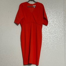 London Times Bittersweet Orange V-Neck Dolman Sleeve Sheath Dress Midi Length 12