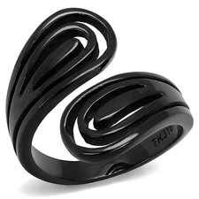 Women's Abstract Swirl Ring, Black Plated, Stainless Steel, Statement