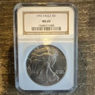 U.S. Mint American Eagle 1992 Silver 1 oz MS 69 NGC 1548517-008