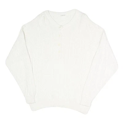 Pull-Over Femme Blanc Col V Basic Tricot Mélange Viscose Taille L Doux - Photo 1/4