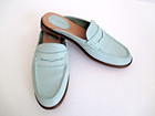 Sperry Top Sider Women Seaport Fina Mules Penny Loafer Blue Leather Preppy 8 EUC — photo 1