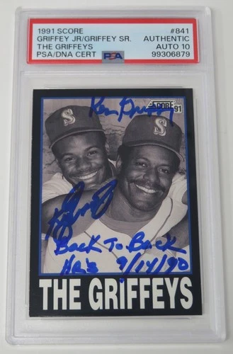 KEN GRIFFEY JR. & SR. Signed Autograph 1991 Score Griffeys Card 841 PSA 10 Auto