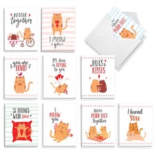 20 Valentine's Day Card Pack w/Envelopes - I Meow You NobleWorks
