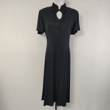 Vintage 80s Betsy's Things Women's Black Maxi Dress Size 10 Romantic Edwardian