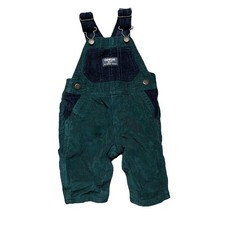 Baby Oshkosh B  gosh Navy Blue Green Corduroy Overalls Size 0-3 Months