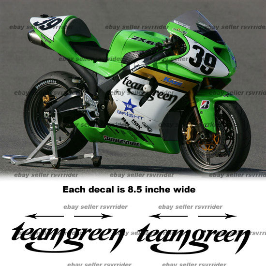 teamgreen decal sticker designed to fit zx6 zx10 motorcycle