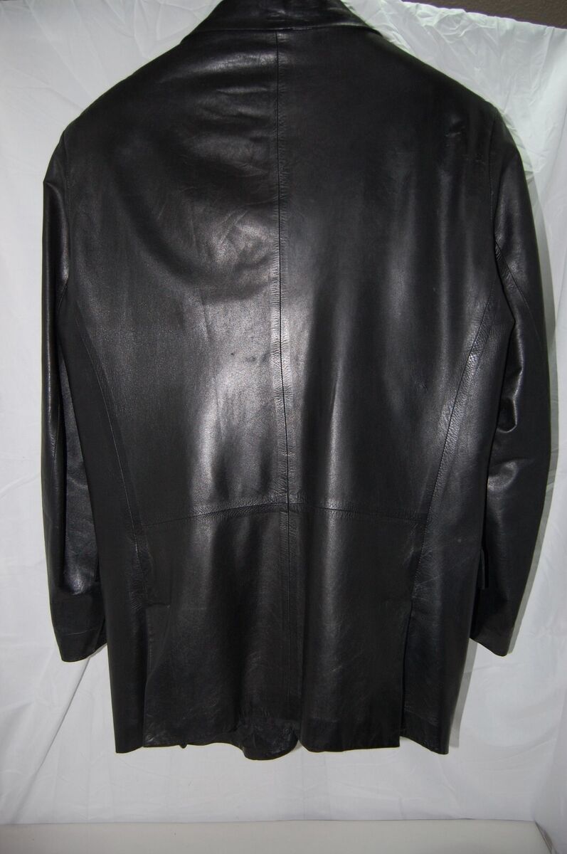 VTG ONE SIZE 🔥 GIANNI VERSACE MEN Black Tall TRENCH Leather VTG ONE SIZE 🔥 GIANNI VERSACE MEN Black Tall TRENCH Leather