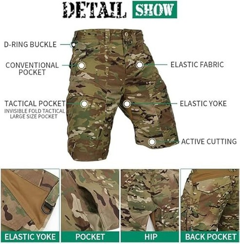 EMERSON Tactical Men's Millitary Shorts Outdoor Cargo Hiking Multi-Pocket Shorts - Picture 5 of 13