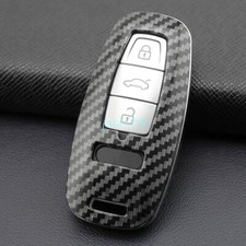 Funda con llavero de coche de fibra de carbono para Audi A3 A6 C8 A7 A8 Q7 Q8 e-tron