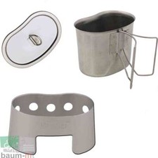 US Feldflaschenbecher Army Becher Deckel Ständer Edelstahl Outdoor Armee Kocher 