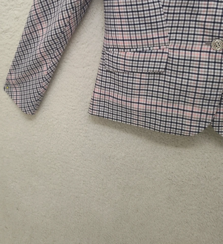 Chaqueta Blazer 7th Avenue New York Company Mujer 12 Rosa Cuadros Mezcla Algodón Ajuste Foto 4 de 4